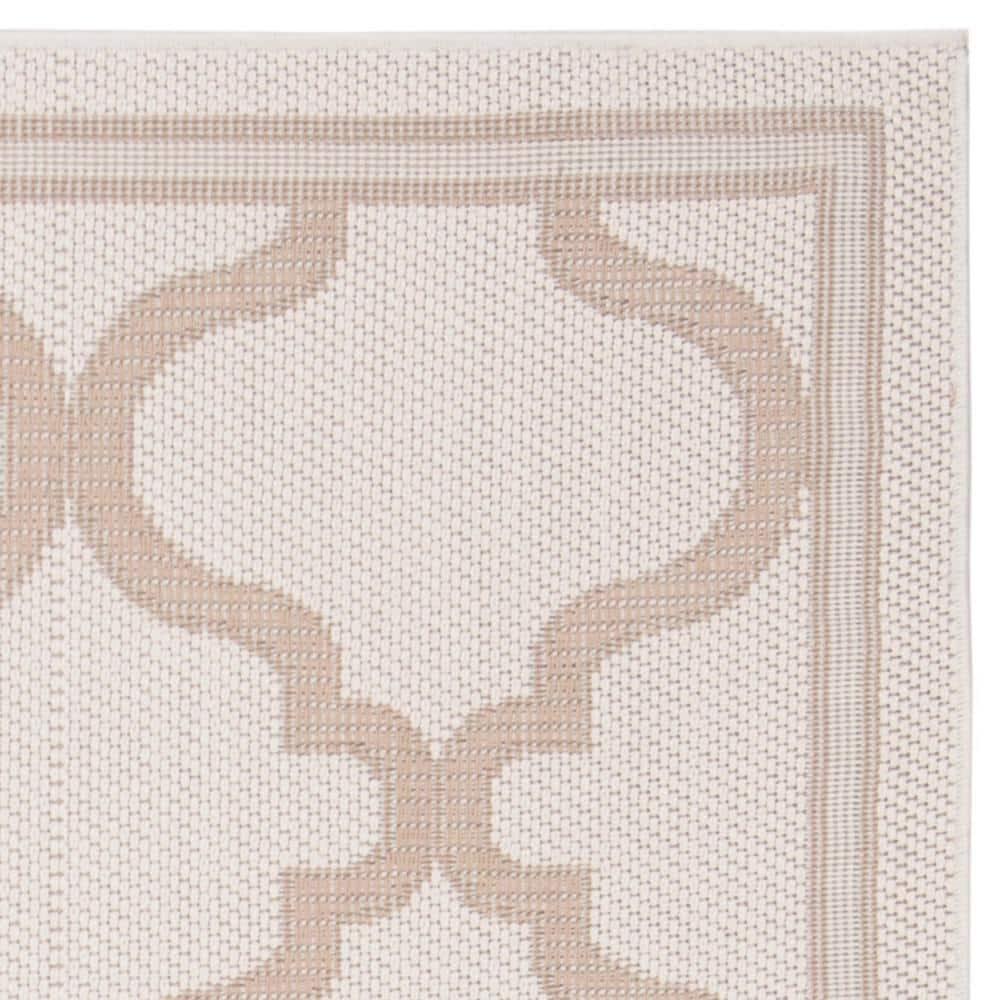SAFAVIEH Bermuda Tamaya Geometric Machine Washable Indoor/Outdoor Area Rug, Ivory/Beige, 8' x 10'