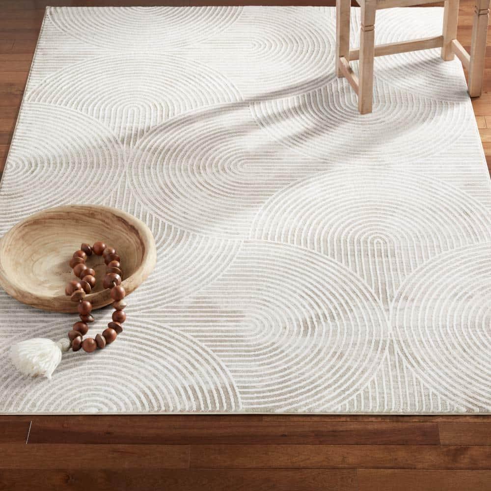 TOWN & COUNTRY Luxe Maya Soft Arches Neutral Indoor Area Rug with High-Low Texture, Ivory/Greige