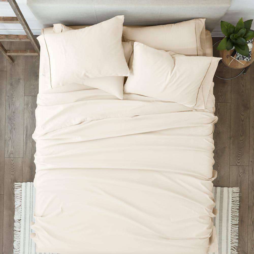 Ivory Full Double Brushed Microfiber 4-Piece Sheet Set