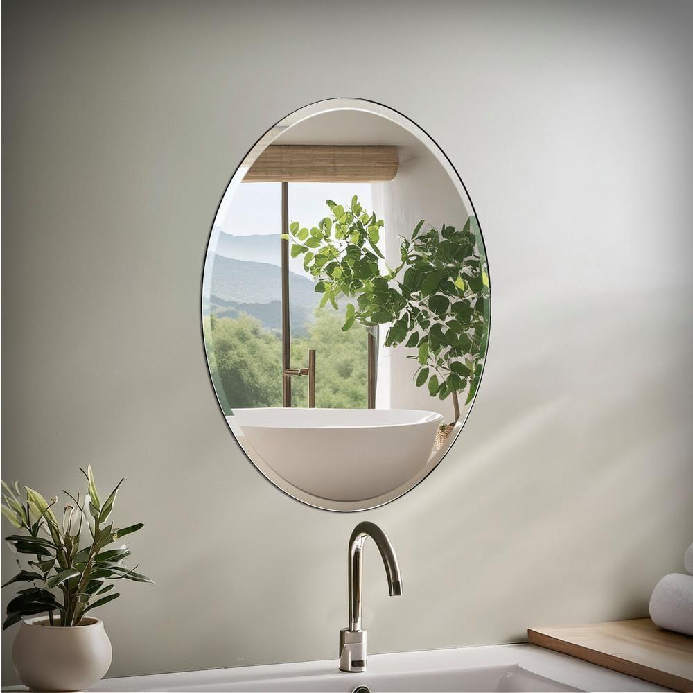 Flush Mount 26.5"H Frameless Oval Mirror