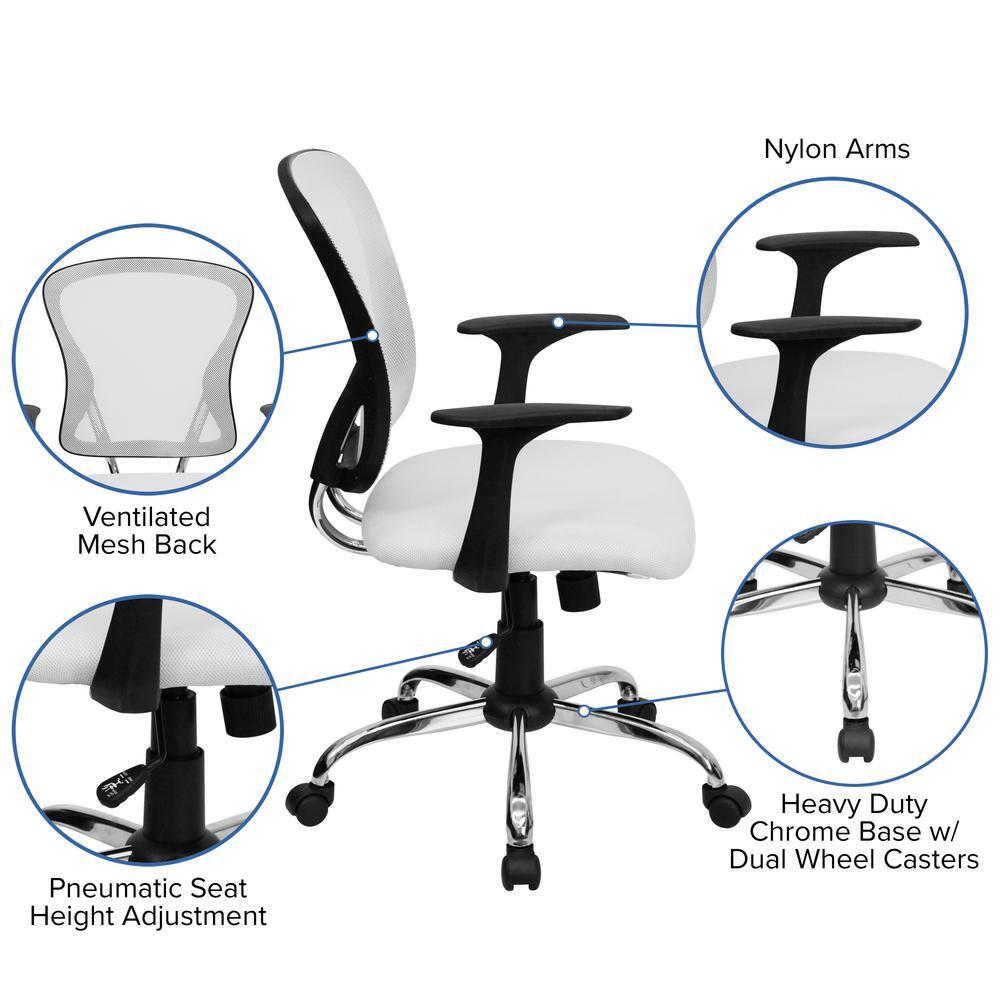 Flash Furniture Mid-Back Mesh Swivel Task Office Chair with Chrome Base and Arms