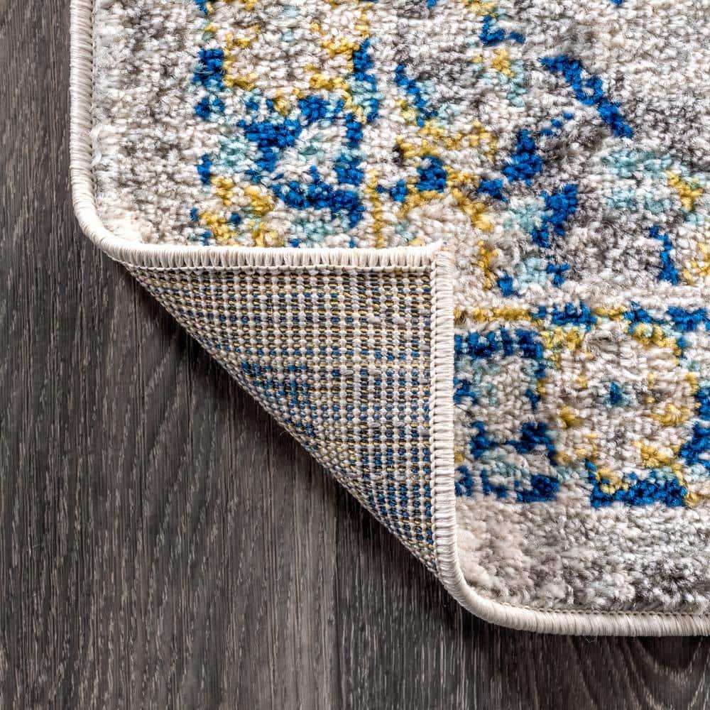 8'x10' Modern Persian Boho Vintage Trellis Area Rug, Blue/Multi - JONATHAN Y