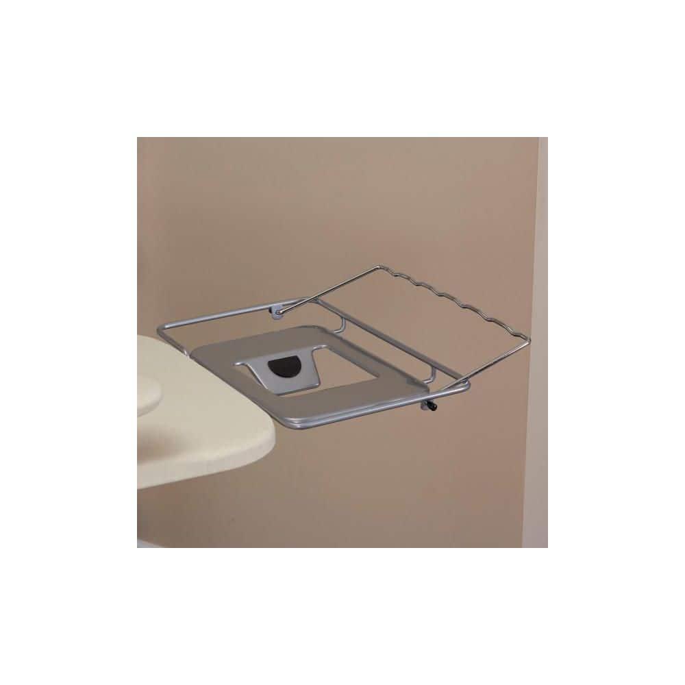 Household Essentials Wide Mega Ironing Board 4-Leg, Steel Top Pressing Station, Heat-Resistant Fiber Pad and Cotton Cover, Includes Sleeve Board and Iron Rest with Hanger Bar, Silver Frame