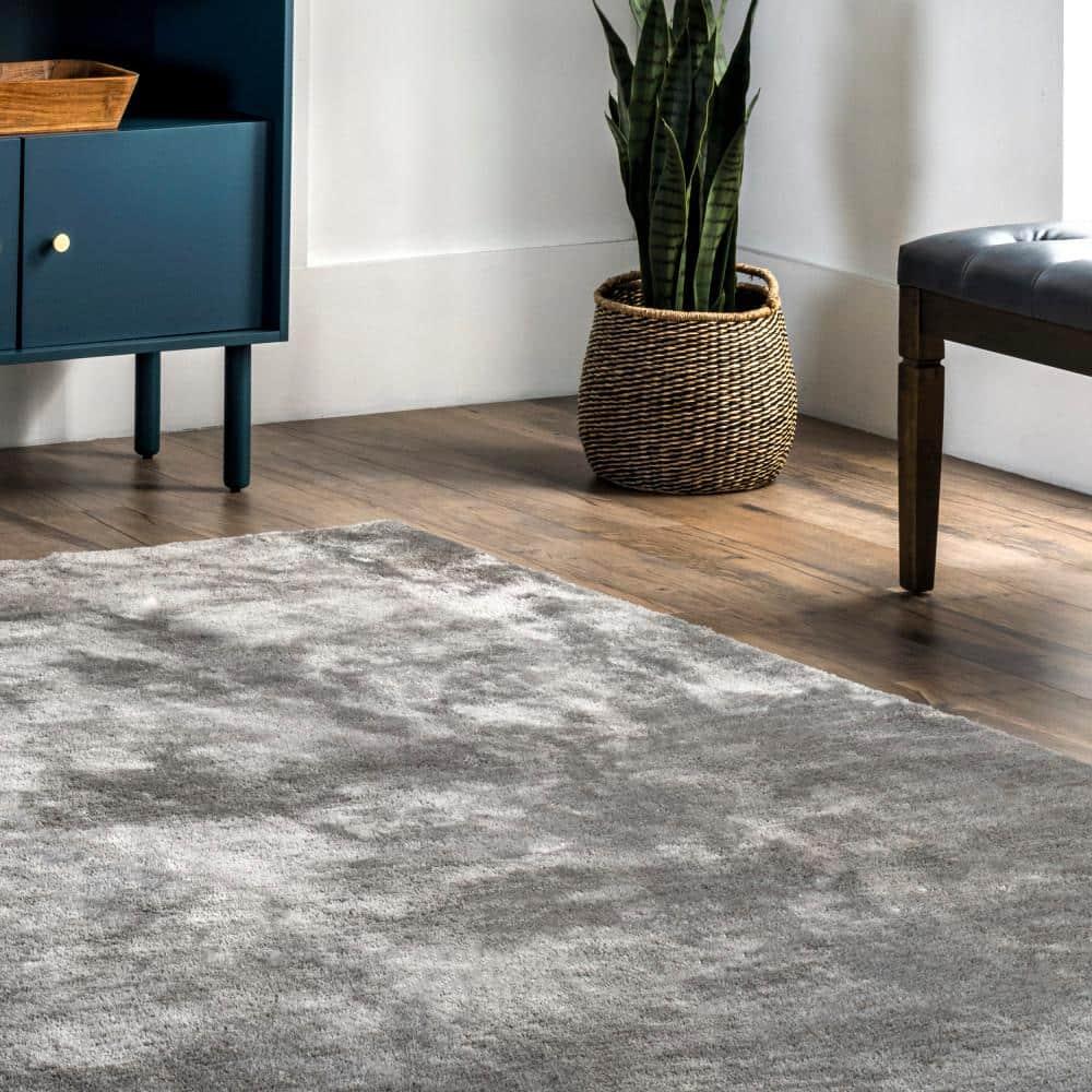 nuLOOM 2' x 3' Cozy Plush SuperiorWash Area Rug, Machine Washable, Non-Slip, Soft Fluffy Shag Carpet for Living Room Bedroom Nursery, Loni Dark Grey