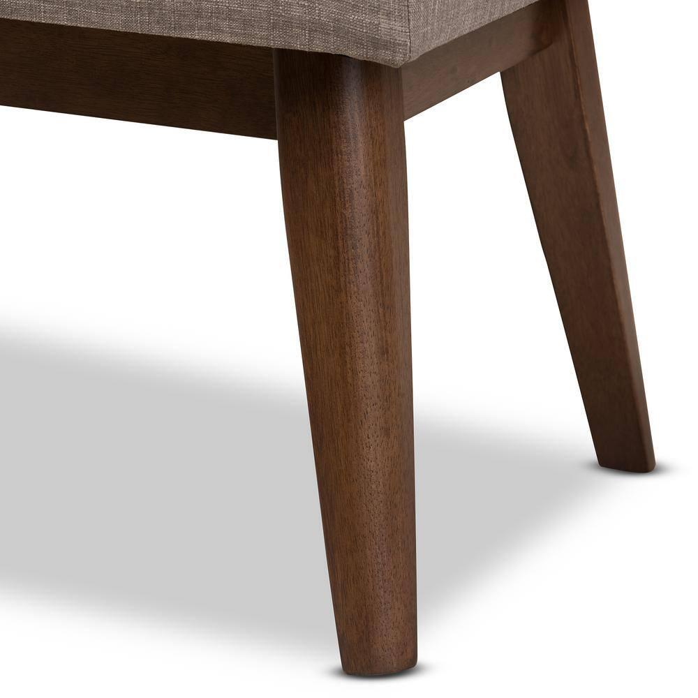 Elia Mid Century Modern Walnut Wood Fabric Button Tufted Bench Light Gray - Baxton Studio
