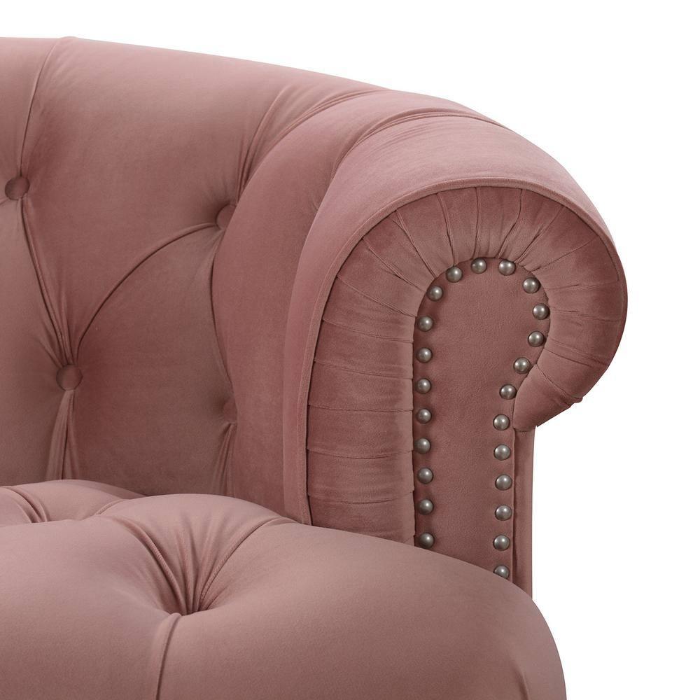 La Rosa 84" Chesterfield Tufted Sofa Rose Pink