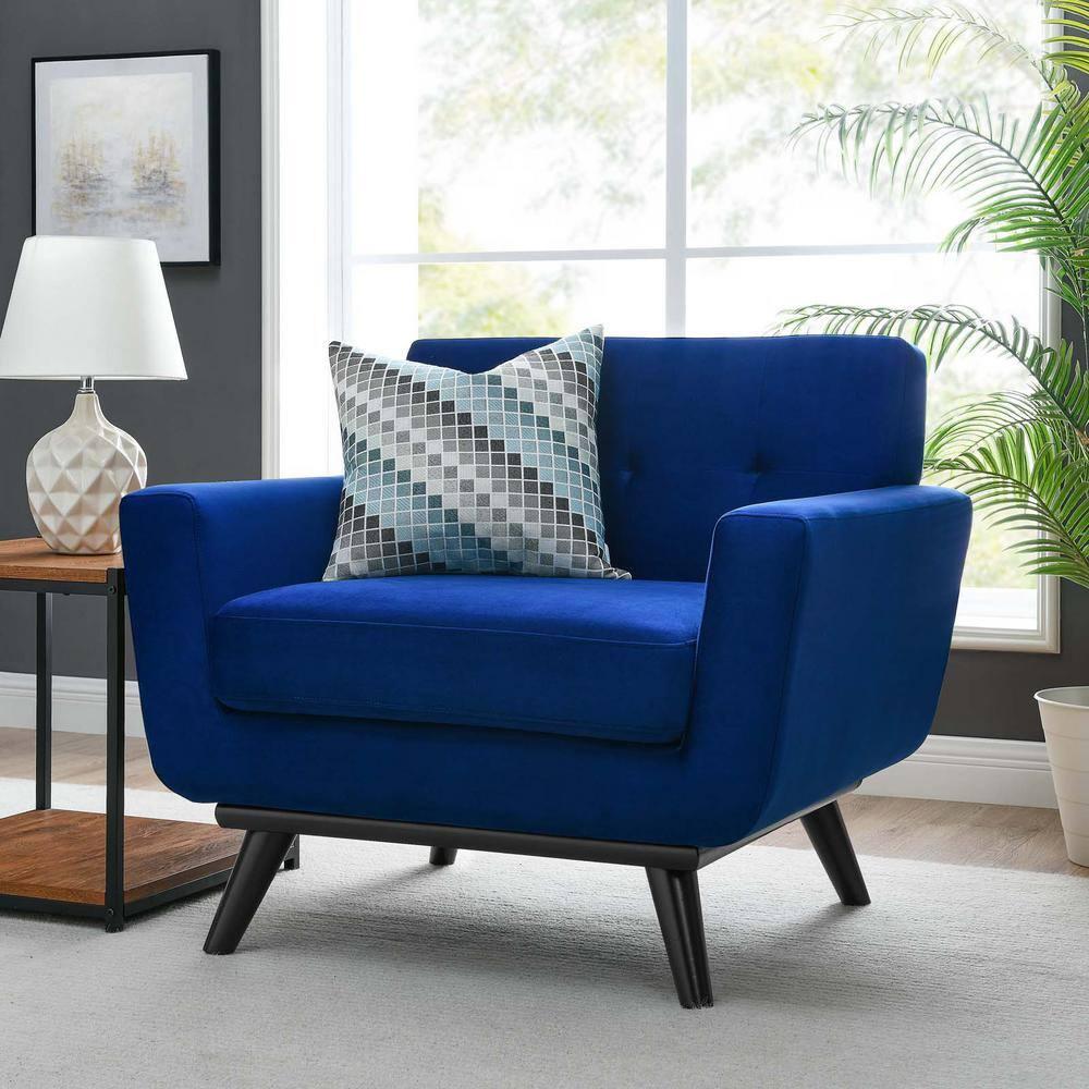 Engage Performance Velvet Armchair Navy - Modway
