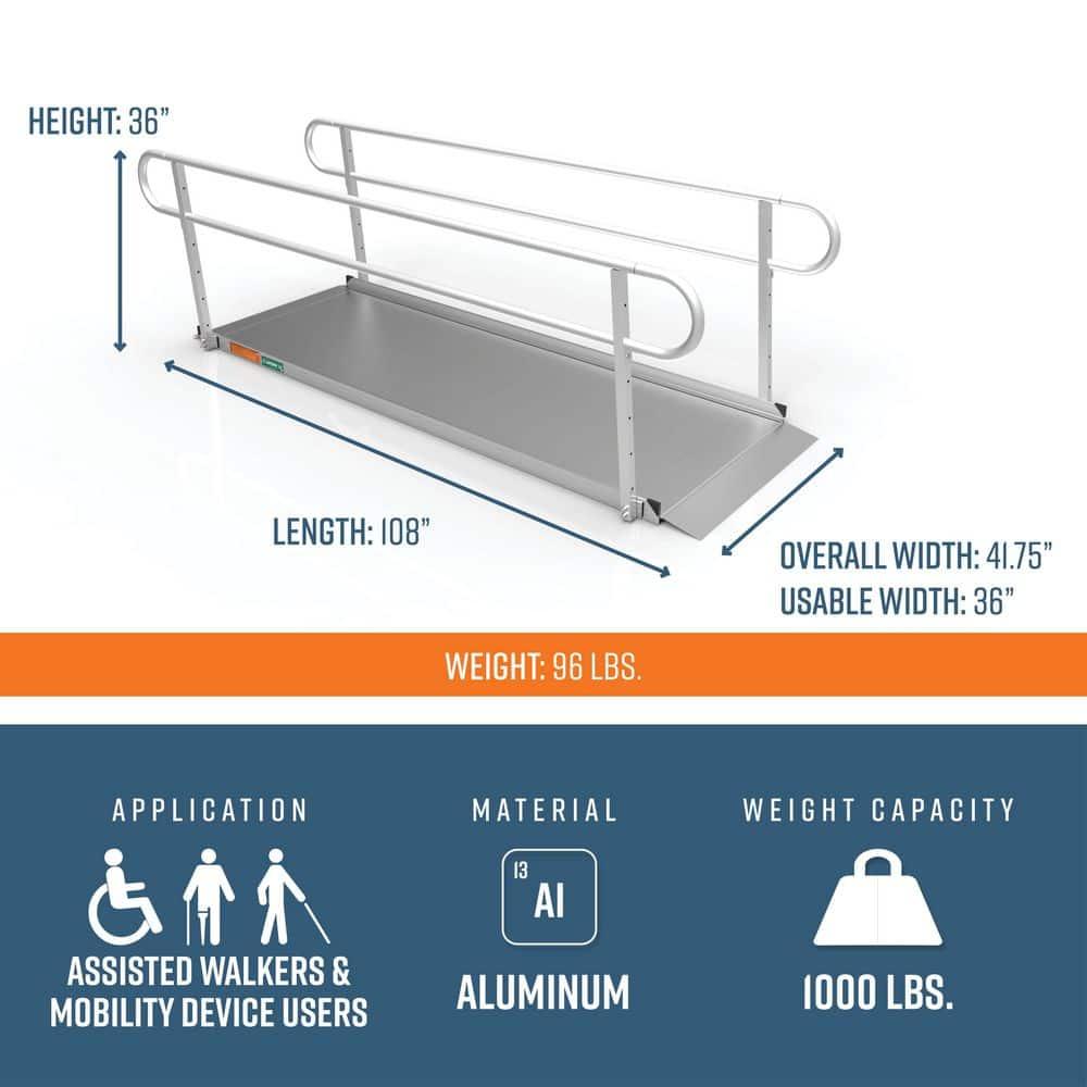 EZ-ACCESS GATEWAY 3G 9 Foot Solid Surface Aluminum Portable Wheelchair Ramp