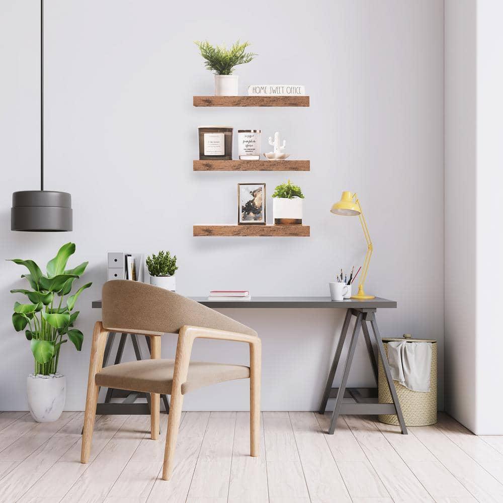 3 Pack 16 Inch Sorbus Rustic Floating Shelves - for Bedroom, Kitchen, Living Room, Office - Floating Shelf for Trophies, Books, Frames, etc