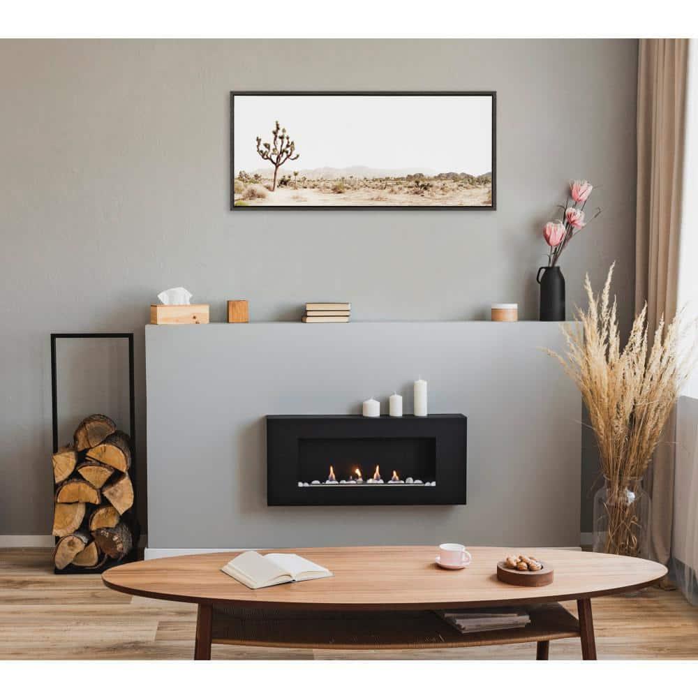 Gray Framed Joshua Tree Desert Landscape Canvas Art, 18x40