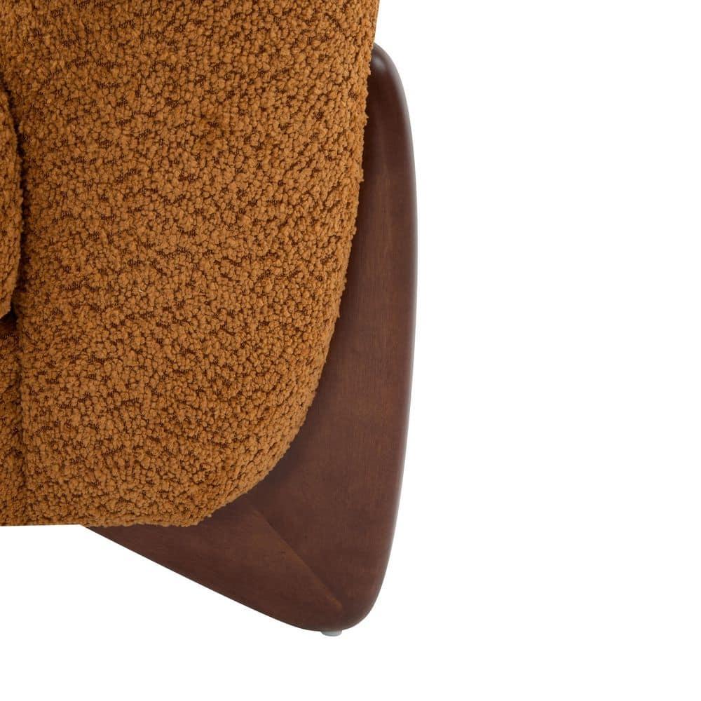 Christopher Knight Home Raymond Birch Wood Boucle Upholstered Club Chair, Caramel