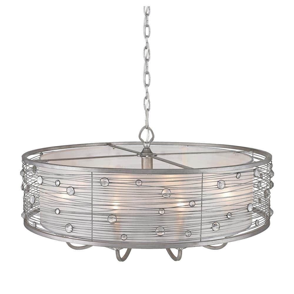 Golden Lighting Joia 8-Light Chandelier in Peruvian Silver with Sterling Mist