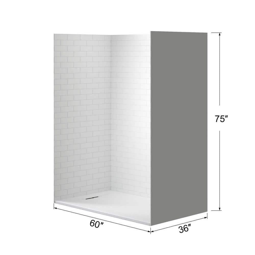 WoodBridge SWP603675-1-SU-H+SUS-WH-6036 60'' W 75'' H Framed Rectangle Shower Stall