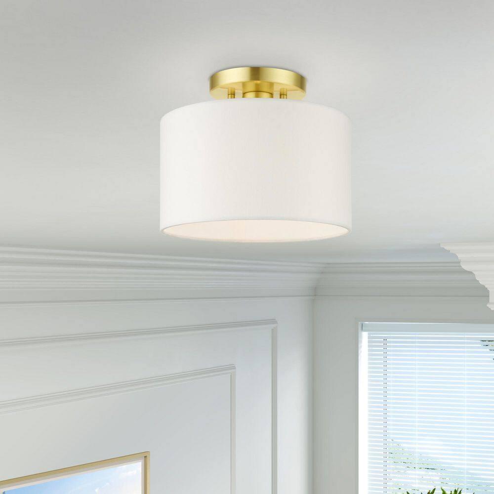 Livex Lighting Clark 1 - Light Semi-Flush Mount in  Satin Brass