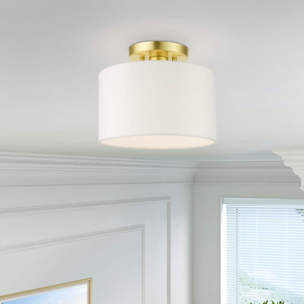 Livex Lighting Clark 1 - Light Semi-Flush Mount in  Satin Brass