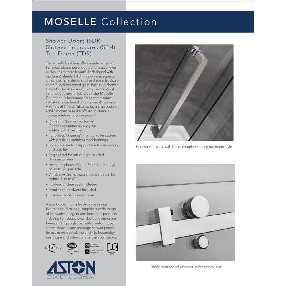 Aston Moselle 44" x 77.5" Rectangular Sliding Shower Enclosure with Base SEN976-TR-CH-48-10-L