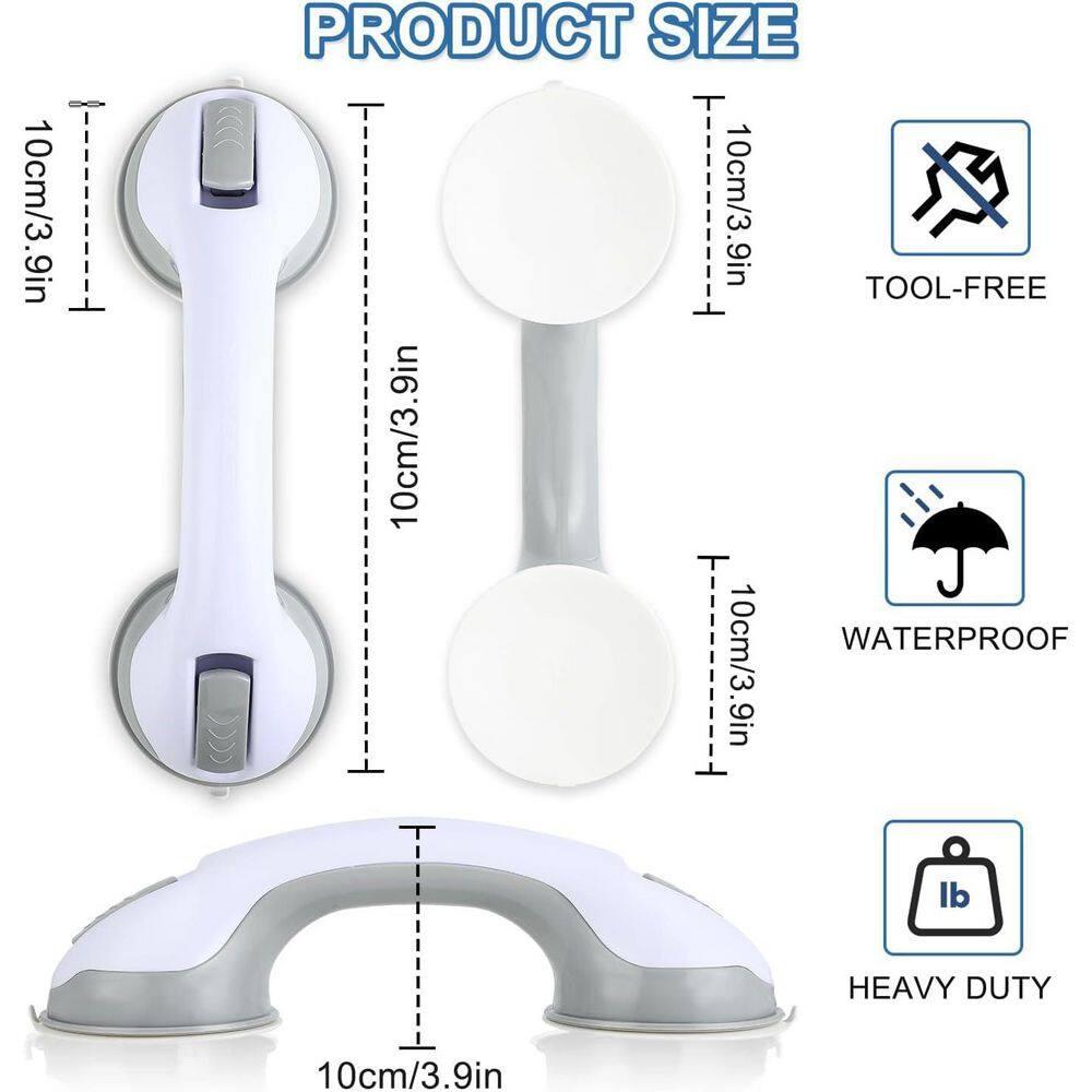 Grab Bars for Bathtubs and Showers, Zynuhmo 2 Pack 12 Inch Suction Safety Grab Bars for Senior and Elderly Assist Support Suction Cup Removable Handrails for Shower Chair No Drilling No Tools(Gray)