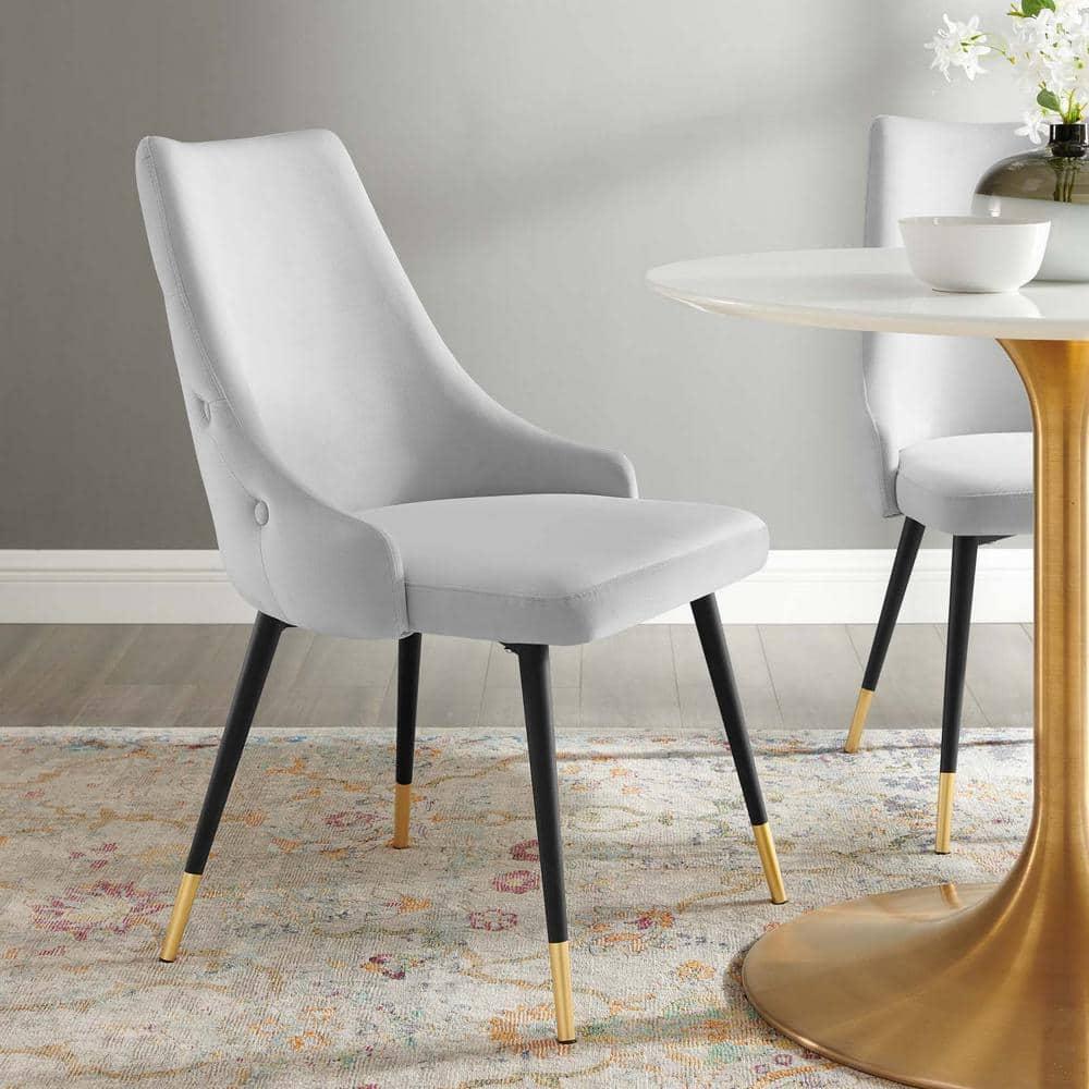 Modway Adorn Tufted Performance Velvet Accent Dining Side Chair, Light Gray