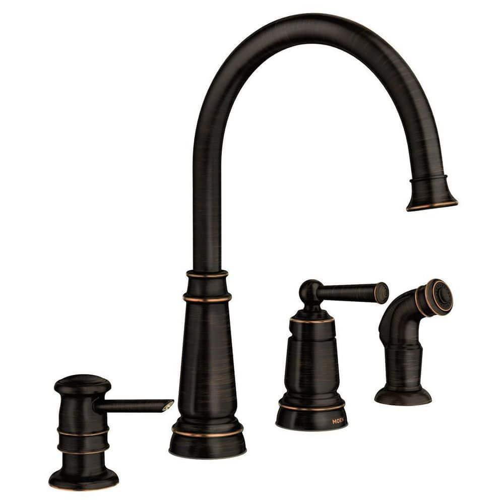 Moen Edison Mediterranean Bronze Single Handle Deck-mount Kitchen Faucet (Soap Dispenser Included) ( Side Sprayer Included )