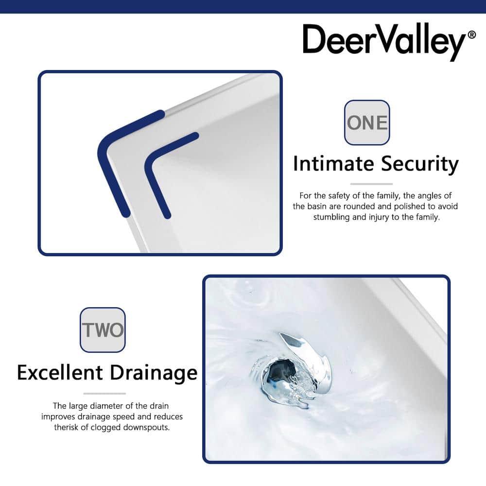 DeerValley Apex 34" Tall Rectangular Vitreous China Pedestal Bathroom Sink with Overflow DV-1P521