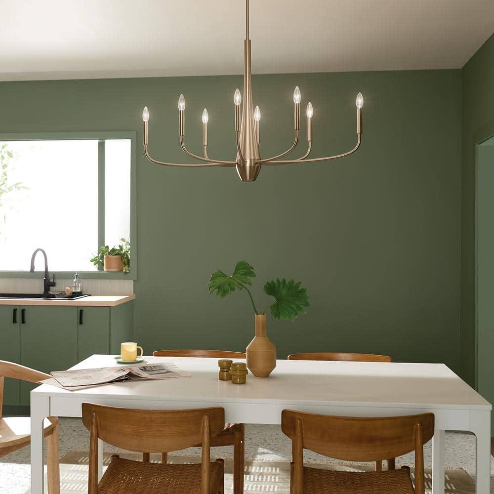 Kichler Deela 8-Light Chandelier, Modern Light in Champagne Bronze, Sloped Ceiling Compatible, for Over Long Oval Dining Room Table (41" x 18.5" x 27"), 52528CPZ