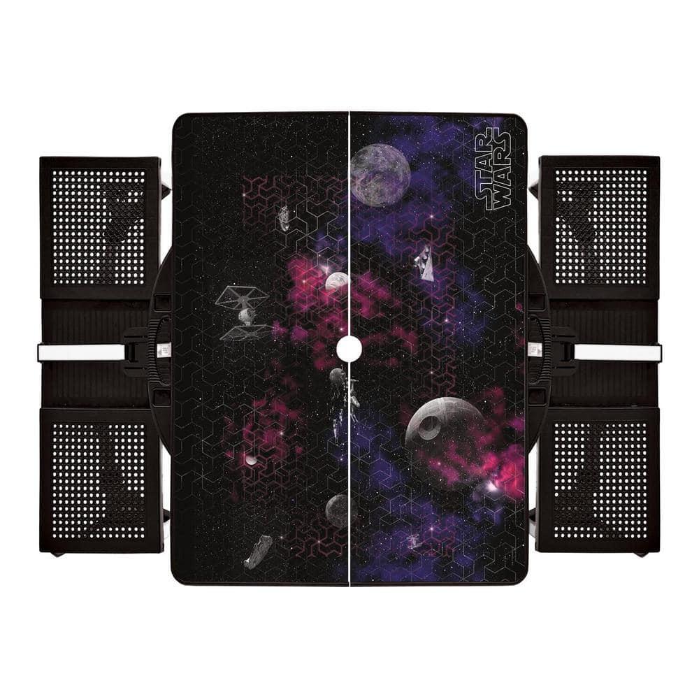 Death Star Black Picnic Table Sport Portable Folding Table with Seats