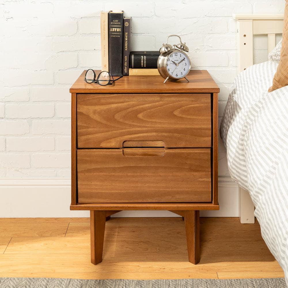 Mags Solid Wood Groove 2-Drawer Nightstand