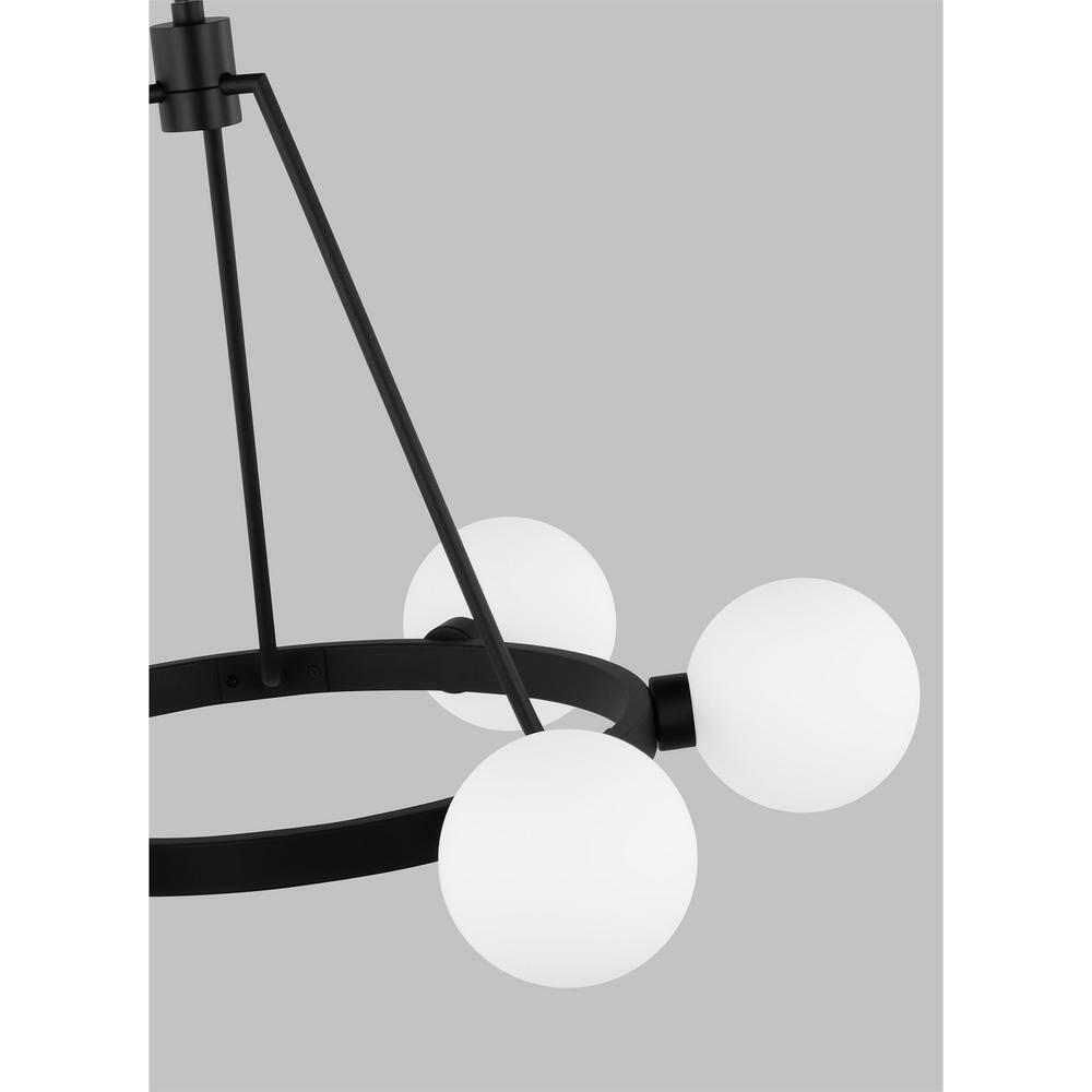 Clybourn 6-Light Midnight Black Chandelier with Milk Glass Shades
