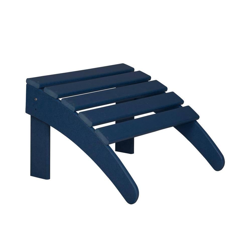 Polytrends  Laguna Hdpe All Weather Outdoor Patio Foldable Adirondack Chairs With Ottomans (5-Piece Set) Navy Blue