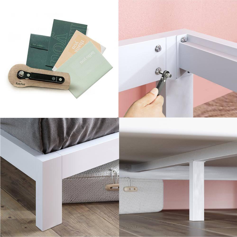 Full Arnav 10" Metal Platform Bed Frame White - Zinus: Minimalist Steel Foundation, No Box Spring Needed, Easy Care