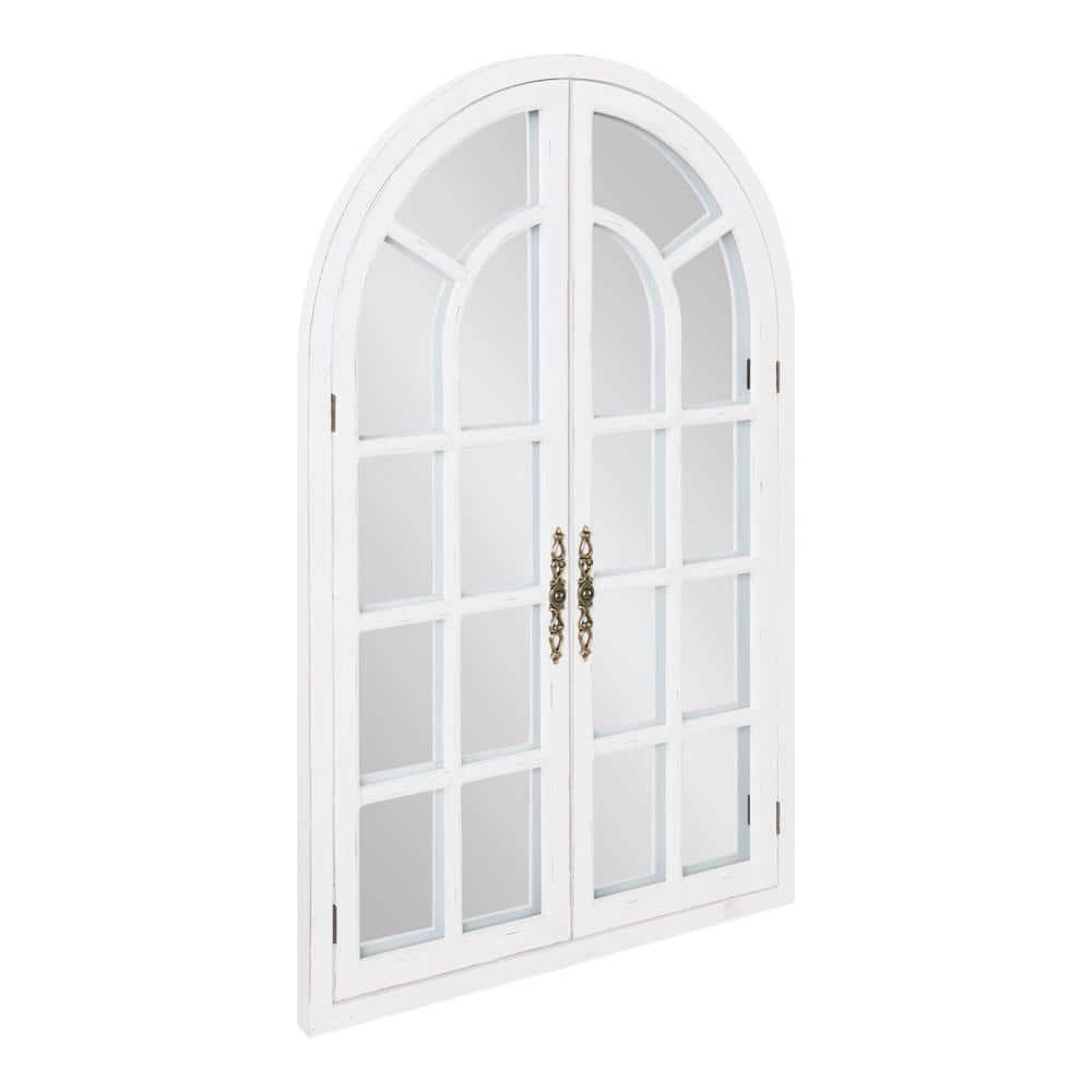 28"x44" Boldmere Arch Wall Mirror White - Kate & Laurel All Things Decor: Rustic Farmhouse Windowpane