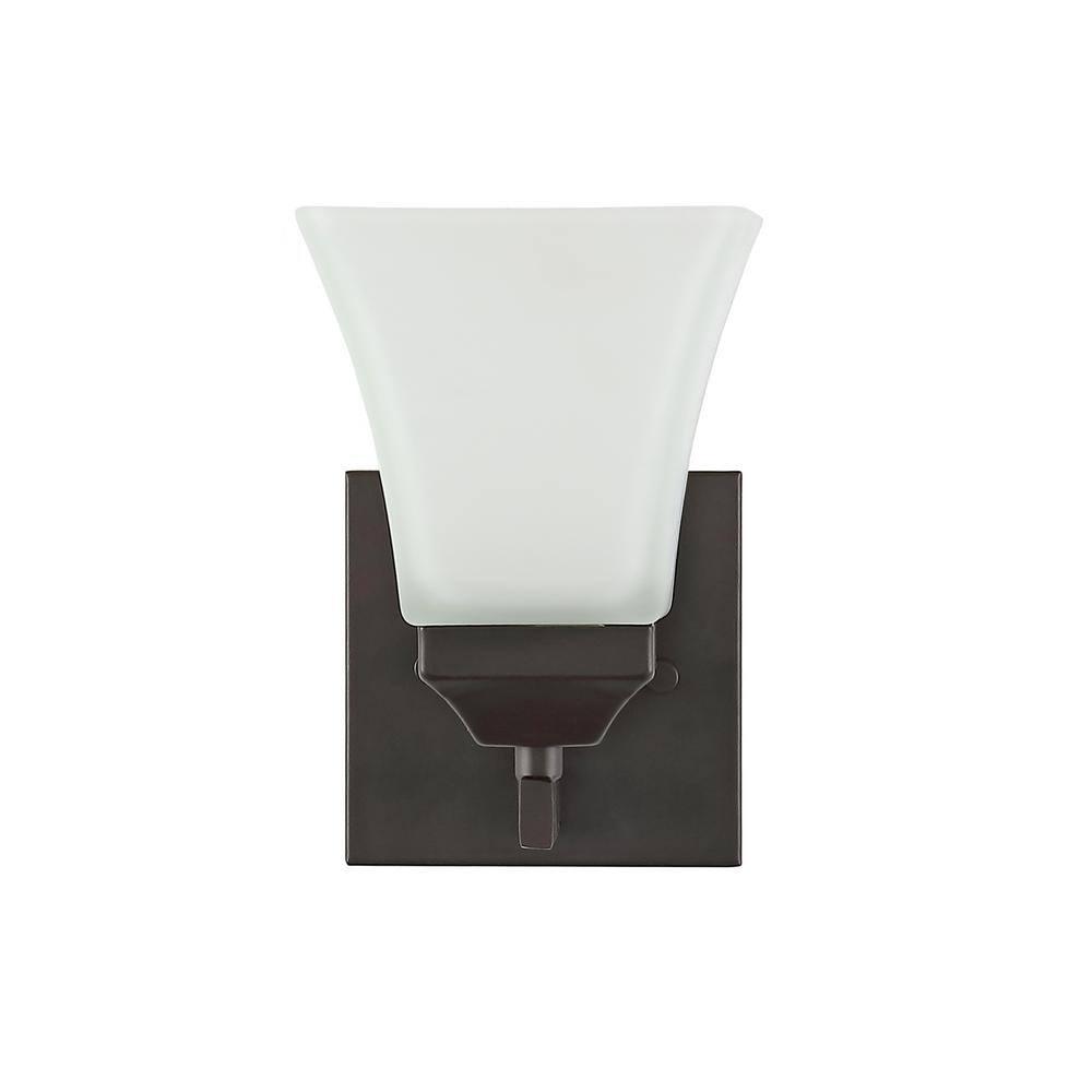 JONATHAN Y Staunton 5" 1-Light Iron/Glass Modern Cottage LED Vanity Light, Oil Rubbed Bronze