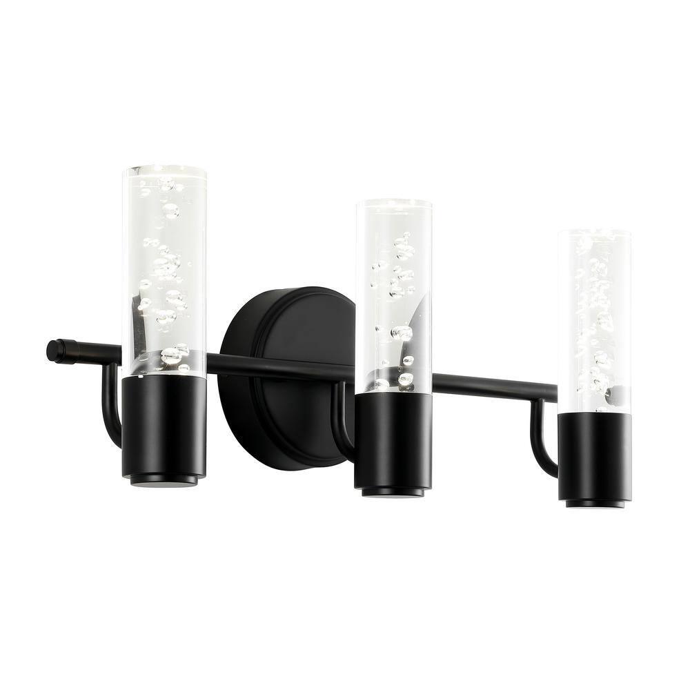 Bolha 18" 3-Light Minimalist Modern Bubble Acrylic/Iron Integrated LED Vanity Light, Black