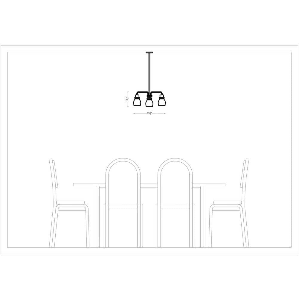 Belton 52'' Bronze 3-Light Chandelier with Clear Seeded Glass