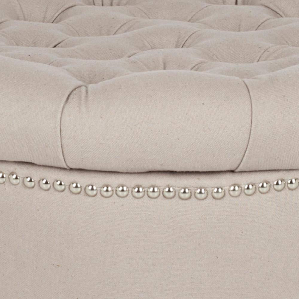 SAFAVIEH Vanessa Ottoman Silver Nail Head Taupe
