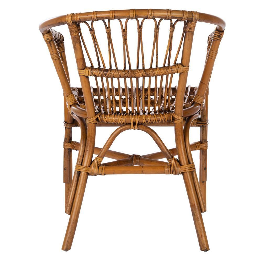 Adriana Rattan Accent Chair - Set of 2 - ACH6505 - Honey Brown Wash - Safavieh