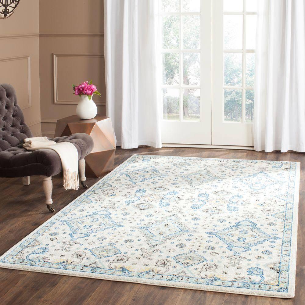 Evoke EVK224 Power Loomed Accent Rug - Ivory/Light Blue - 3'x5' - Safavieh.