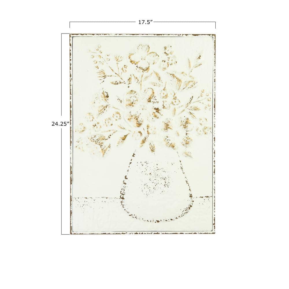 Kelly Clarkson Home Embossed Metal Wall Art with Flowers in Vase