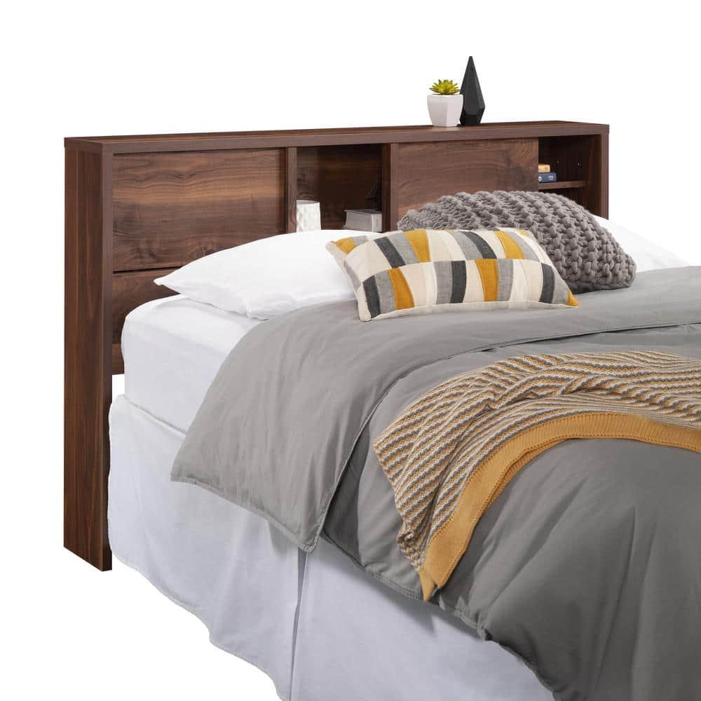 Sauder Full/Queen Harvey Park Headboard Grand Walnut: MDF Bookcase Design, Storage, CARB Certified
