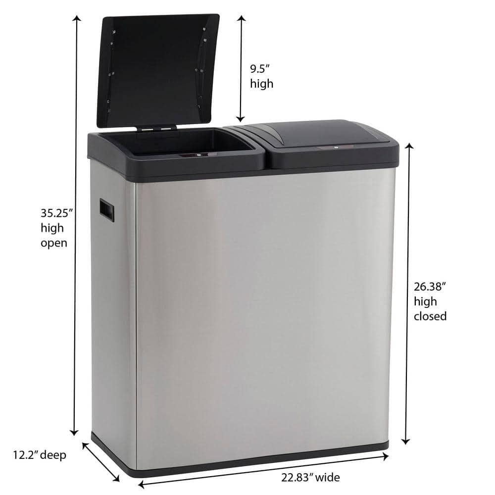 Household Essentials Steel Motion Sensor Multi-Compartment Trash/Recycling Bins - 8 Gallons