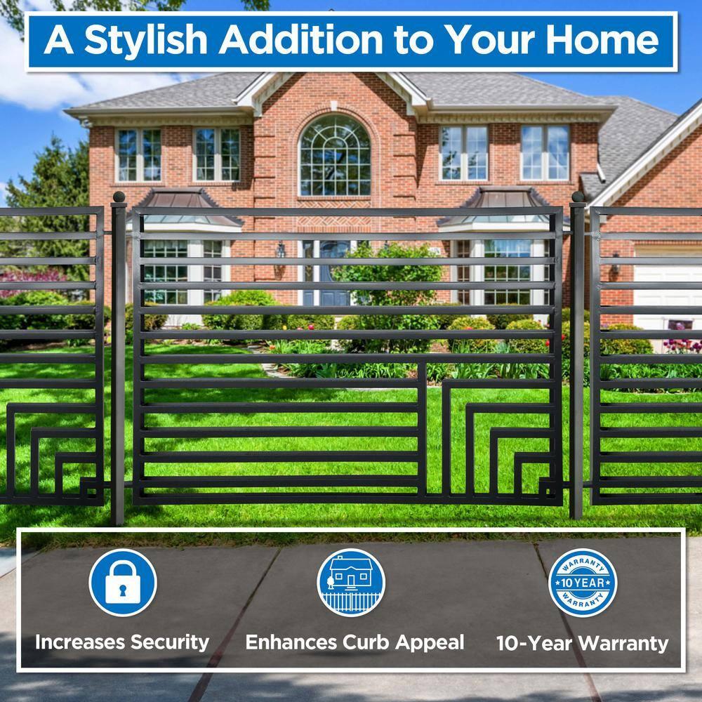 ALEKO Lot of 2 Garden Yard Modern Florence Style Steel Fence 8 x 5 ft Black