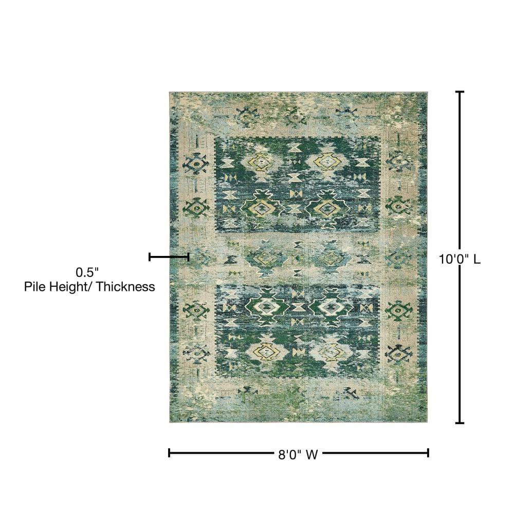 Unique Loom Monterey Collection Area Rug - Empire (8' x 10' Rectangle Green/Beige)