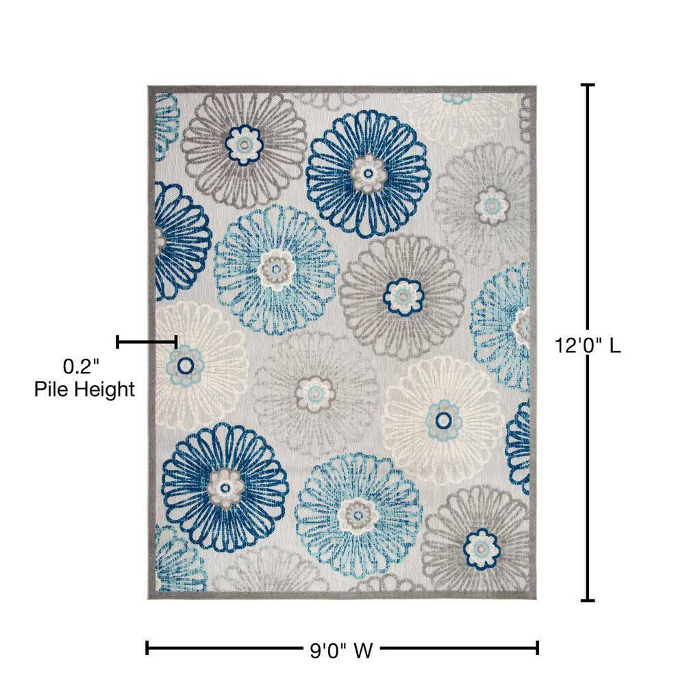 Cabana CBN801 Power Loomed Indoor/Outdoor Area Rug - Grey/Blue - 8'9"x11'9" - Safavieh