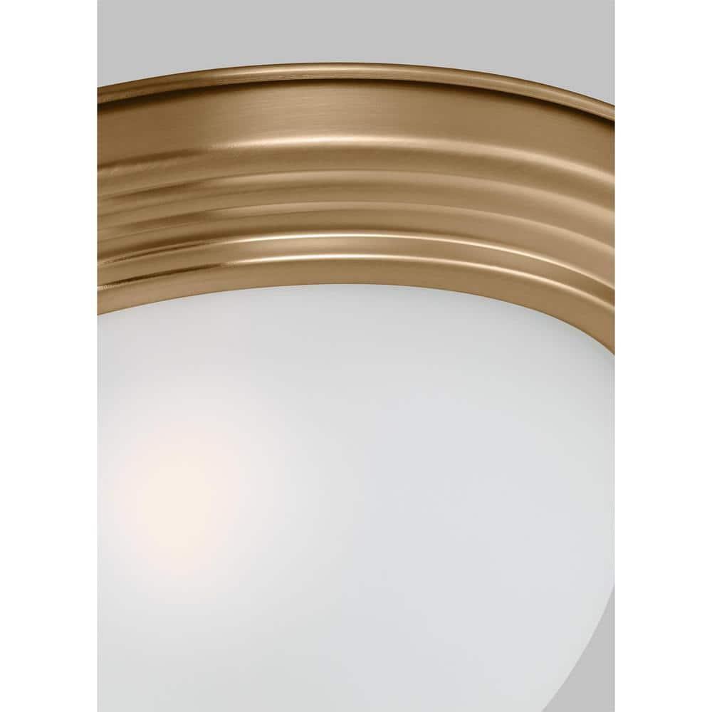 Geary 10.5 in. 1-Light Satin Brass Traditional Contemporary Ceiling Flush Mount with Satin Etched Glass