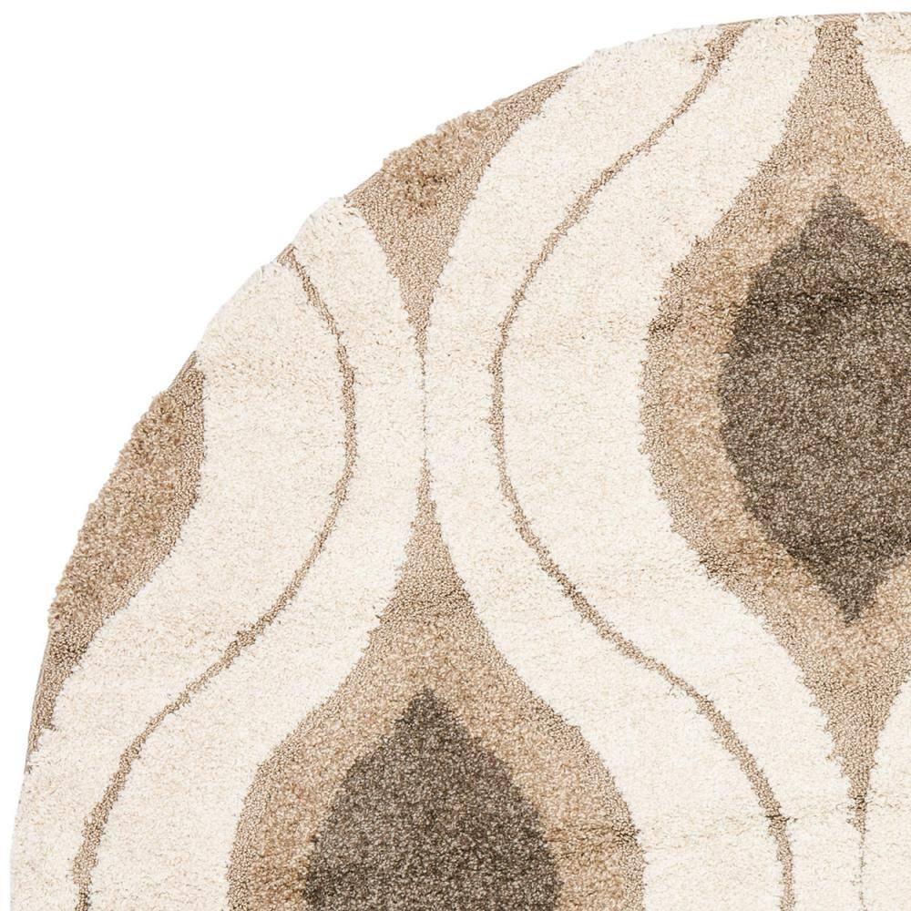 Florida Shag SG461 Power Loomed Indoor Accent Rug - Cream/Smoke - 4' Round - Safavieh