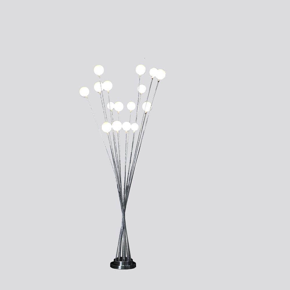 Ore International 16-Light Acrylic Globe Aluminun Led Chrysanthe Silver Chrome Metal Floor Lamp