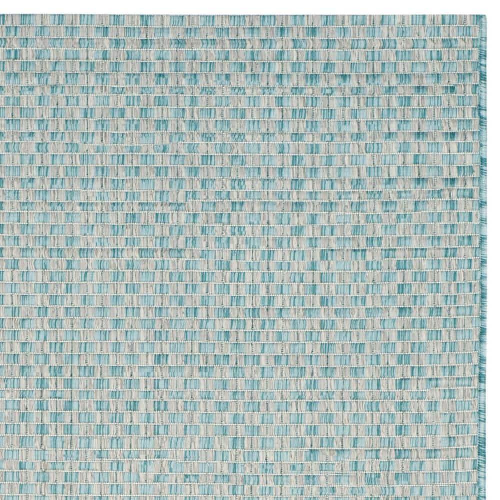 SAFAVIEH Courtyard Blair Checkered Indoor/Outdoor Area Rug, Light Blue/Light Grey, 5'3" x 7'7"