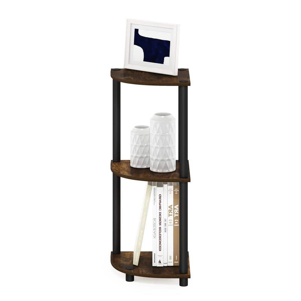 Furinno Turn-N-Tube 3-Tier Corner Display Rack Multipurpose Shelving Unit, Amber Pine/Black