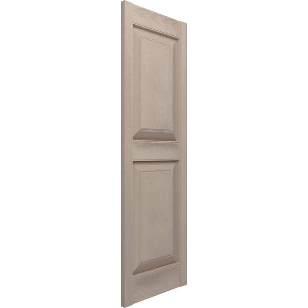 12 in. x 39 in. Raised Panel Vinyl Exterior Shutters Pair in Wicker