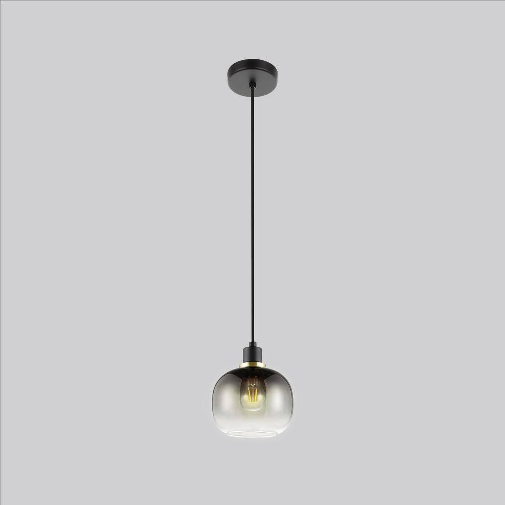 EGLO 1-Light Oilella Pendant Structured Black Finish with Vaporized Black Glass Shade: Vintage-Inspired, Adjustable Cord